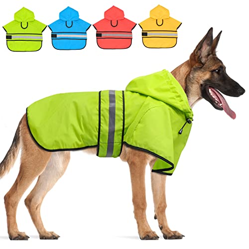 Candofly Hunde-Regenmantel, reflektierend, wasserdicht, mit Kapuze, Ponch, Hunde-Regenmantel für kleine, mittelgroße und große Hunde (Grün, Größe XX-Large) von Clan_X