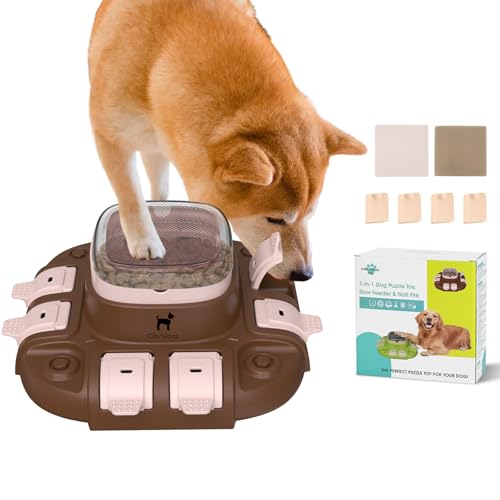 ClariVora Hunde-Puzzle-Spielzeug, Hundespielzeug, 2 Stufen, langsamer Feeder & Hundenagelfeile, Hundefutter Leckerli Fütterungsspielzeug für IQ-Training, Hundeunterhaltungsspielzeug für alle Rassen, von ClariVora