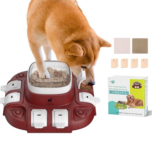 ClariVora Hunde-Puzzle-Spielzeug, Hundespielzeug, 2 Stufen, langsamer Feeder & Hundenagelfeile, Hundefutter Leckerli Fütterungsspielzeug für IQ-Training, Hundeunterhaltungsspielzeug für alle Rassen, von ClariVora