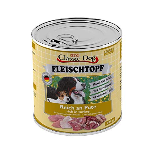 Classic Dog Adult Fleischtopf Pur Reich an Pute | 6 x 800g Hundefutter von Classic Dog