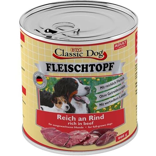 Classic Dog Dose Adult Fleischtopf Pur Reich an Rind 800g (Menge: 6 je Bestelleinheit) von Classic Dog