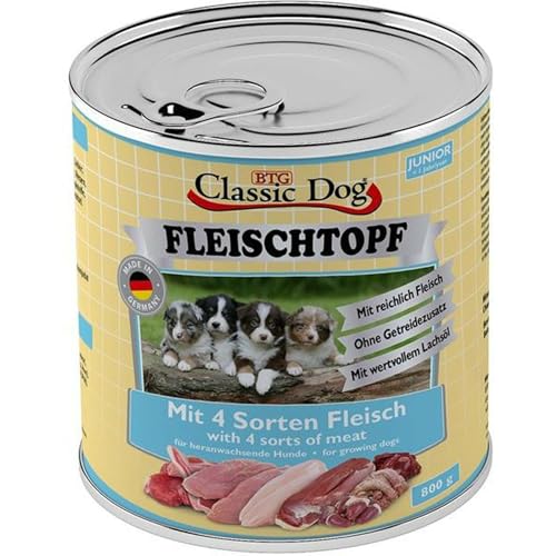 Classic Dog Dose Junior Fleischtopf mit 4 Sorten Fleisch 800g (Menge: 6 je Bestelleinheit) von Classic Dog