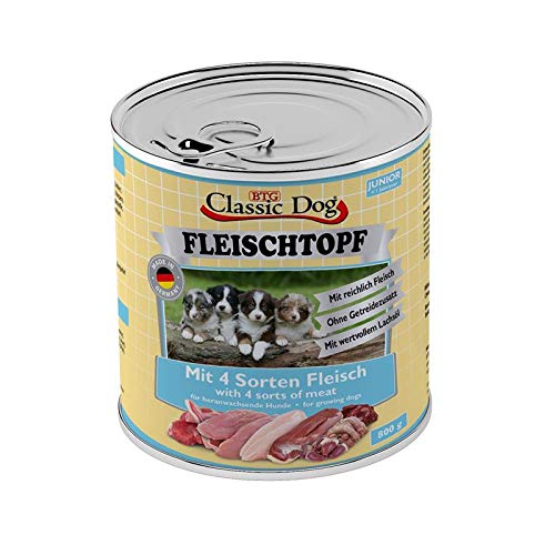 Classic Dog Fleischtopf Junior 4 Sorten Fleisch | 6 x 800g Hundefutter von Classic Dog