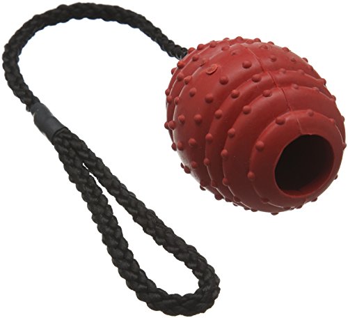 CLASSIC Pet Products, großer ovaler Gummiball an einem Seil, 100 mm, Rot/Schwarz von CLASSIC