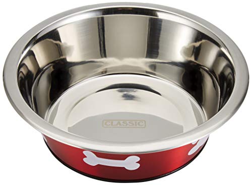 Classic Pet Products Fressnapf, klassisch, Motiv Pfotenabdrücke 2500ml, Rot von Classic Pet Products