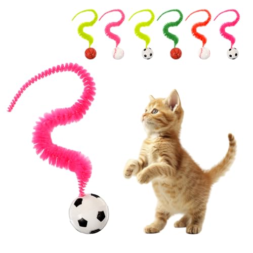 Classicseali Hüpfbälle für Katzen, Raupen-Katzen-Hüpfball, magischer Wurm-Hüpfball mit Schwanz, Plüsch-Katzen-Hüpfbälle mit Schwanz, für Haustierspiele, bunt, 6 Stück von Classicseali
