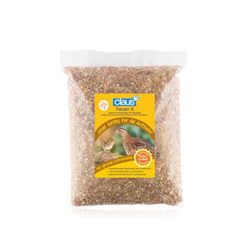 Claus Fasan II | 1 kg | Aufzuchtfutter für Ziergeflügel wie Wachteln, Fasane oder Rebhühner | Für eine gute Entwicklung ab der 3. bis 8. Lebenswoche | Hoher Eiweißanteil von Claus