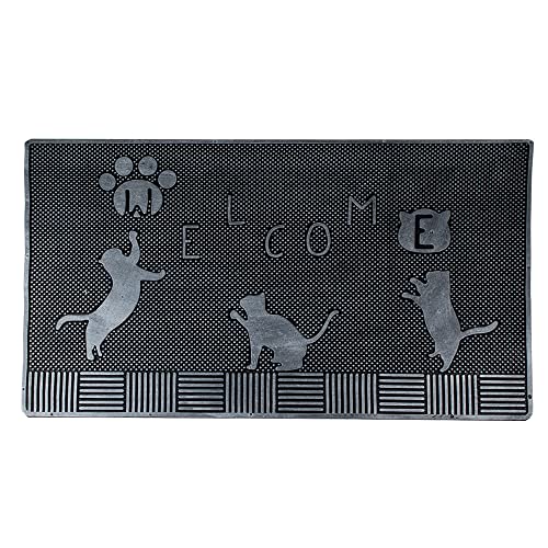 Clayre & Eef Türmatte 75x45 cm Schwarz Gummi Rechteck Katzen Matte Clayre & Eef Türmatte 75x45 cm Schwarz Gummi Rechteck Katzen Matte von Clayre & Eef