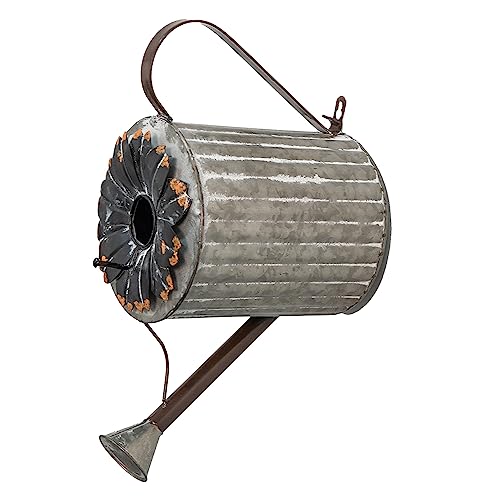Clayre & Eef Vogelhaus Gießkanne 18x25x41 cm Grau Metall Hängendes Vogelhaus von Clayre & Eef