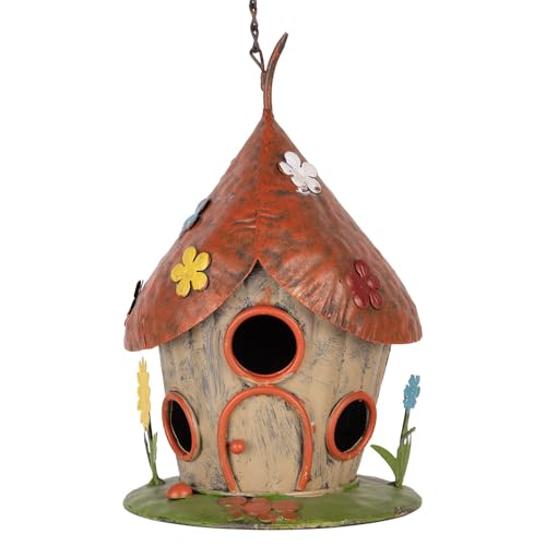 Clayre & Eef Vogelhaus ø 17x27/54 cm Beige Rot Metall von Clayre & Eef