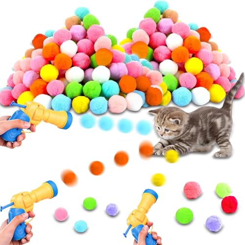 ClcIosis 103 Stück Katzenbälle Set,Bunter Katzen Ball Lustige Filzkugeln Bunt Filzbälle Katzen Geeignet für Katzenjagd und Rollen von ClcIosis