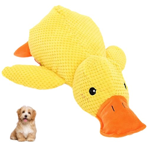 ClcIosis Anti Stress Ente Hund, Gelbe Ente Design, Anti Stress Ente für Hunde Quietschendes Plüsch-Spielzeug (Gelb, 24 * 20cm) von ClcIosis