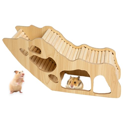 Hamster Haus, Holz Hamster Zubehör Praktisch und Schön, Kleintierzubehör Geeignet für Kleine Haustiere, Sandratten Ratten Meerschweinchen Zwergmäuse (32×10.8×15.3cm) von ClcIosis