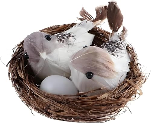 Cldaisy Künstliches Vogelnest, Deko-Set mit Vögeln und Eiern, Baumdekoration, Heimdekoration, für Ostern und Hochzeit von Cldaisy