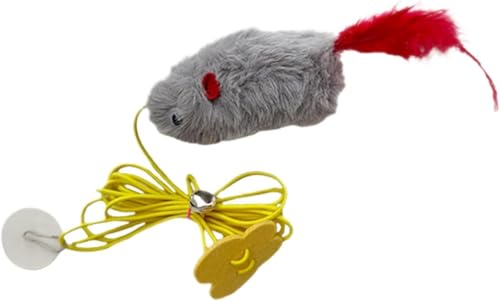 Interaktives Katzenspielzeug, hängend, kleine Mausform, Katzenspielzeug, eingebauter Sound, lindert Langeweile, hängende quietschende Maus, dehnbare Feder, Plüsch, Haustierbedarf von Cldaisy