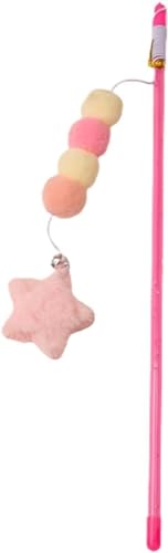 Pink Cat Stick Toy Elastic Rope Plush Ball Star Pendant Bissfest Comfortable Grip Relieve Langeedom Handmade Kitten Teaser Wand Cat Mice and Animals Toys von Cldaisy