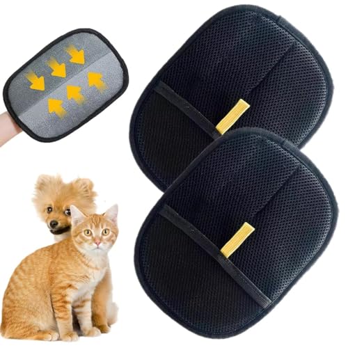 CleCoCenCir Tierhaarentfernungshandschuh für Katzen und Hunde, elektrostatische Fellpflege-Handschuhe für Tierhaare, wiederverwendbar, doppelseitig, statischer Haarentferner für Couch, Möbel, Teppich von CleCoCenCir