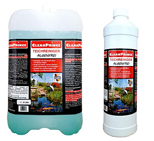 6 Liter CleanPrince Teichrein Algenfrei Algenvernichtung Blaualgen Braunalgen Teichreiniger Algenreinigung Teich Reiniger Teichklar Algenentferner von CleanPrince