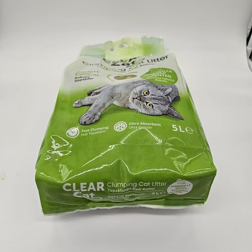 Clear Cat Bentonit Klumpend Katzenstreu 100% Natürlich Marseille Soap Scented 30L (6 * 5L) von Clear Cat