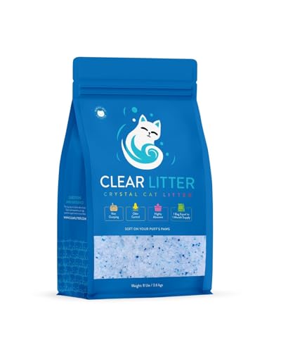 Premium Kristall-Katzen-Clear Litter – ultra-saugfähig, nicht klumpend, lang anhaltende Frische: reduziert die Reinigung, kontrolliert Gerüche 5 x schneller, 3,6 kg (1), Blau von Clear Litter