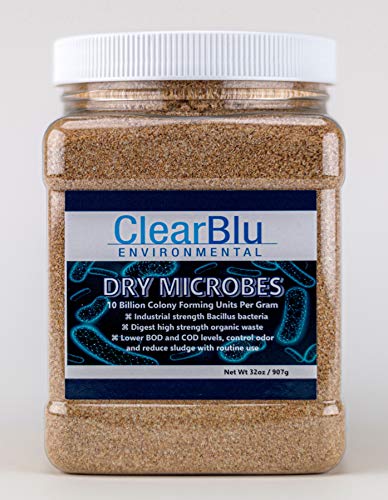 ClearBlu Environmental Trockene Mikroben, 10 Milliarden CFU, industrielle Stärke, Bakterien, verdauende Abfälle in Klärsystemen, Fettfangen, Behandlungssystemen und Teichen, 907 ml von ClearBlu Environmental