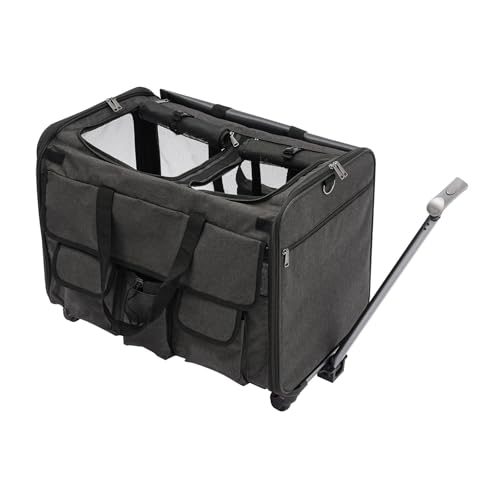 Rollende Transporttasche mit Rollen für Katze und Hunde, Katzen Wagen für Transport, Tiertrolley-Tasche mit Schallwand, für bis zu 17,5 kg, ideal für Reisen/Wandern/Camping von ClearFragrans