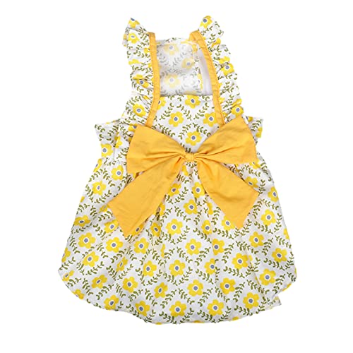 Clenp Pet Clothes Hunde-Kostüm, mit Blumenmuster, Gelb, Größe M Clenp Pet Clothes Hunde-Kostüm, mit Blumenmuster, Gelb, Größe M von Clenp