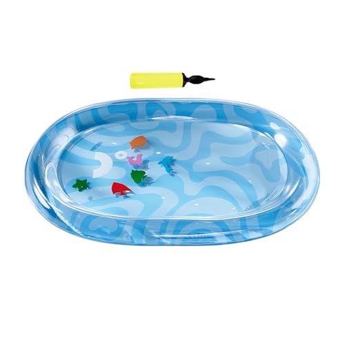 Wasserbett für Haustiere, wassergefüllt, kühlendes Kissen, sensorisches Haustierkühlbett mit schwimmendem Fisch, interaktive Spielmatte für Sommer, Innen, Hunde, Katzen (Blau, L) von Clenp
