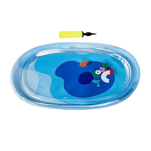 Wasserbett für Haustiere, wassergefüllt, kühlendes Kissen, sensorisches Haustierkühlbett mit schwimmendem Fisch, interaktive Spielmatte für Sommer, Innen, Hunde, Katzen (Dunkelblau, M) von Clenp