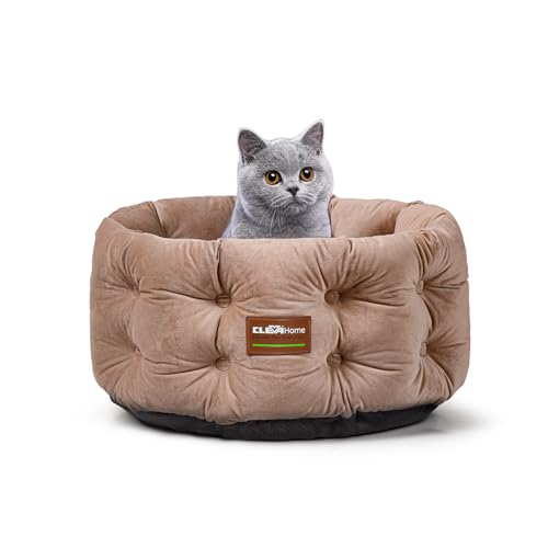ClevaHome Deep Nest Katzenbett für kleine Haustiere bis 7 kg – Rundes Katzenbett für den Innenbereich mit weichem Samt, extra hohen Seiten, Rutschfester Unterseite & maschinenwaschbar (Warmes Beige) ClevaHome Deep Nest Katzenbett für kleine Haustiere bis 7 kg – Rundes Katzenbett für den Innenbereich mit weichem Samt, extra hohen Seiten, Rutschfester Unterseite & maschinenwaschbar (Warmes Beige) von Cleva