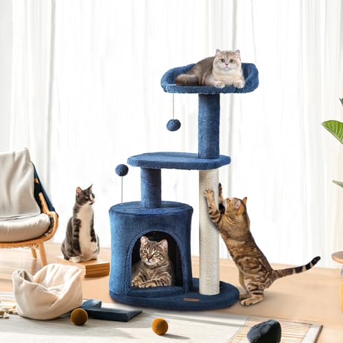 ClevaHome Kleiner Katzenbaum in Denimblau – 85 cm Hoher Kratzbaum mit Sisal-Kratzpfosten, Plattformen, Kuschelhöhle & Spielball für Wohnungskatzen & Kätzchen ClevaHome Kleiner Katzenbaum in Denimblau – 85 cm Hoher Kratzbaum mit Sisal-Kratzpfosten, Plattformen, Kuschelhöhle & Spielball für Wohnungskatzen & Kätzchen von Cleva