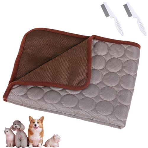 Clgorm Nordseepfote Kühlmatte Für Den Sommer, Faltbar, Selbstkühlend, Atmungsaktiv, Waschbar, Ungiftig, Kühlkissen Für Haustiere, Hunde Und Katzen Mit Kühlnetz (Braun, S:50 * 40CM) von Clgorm