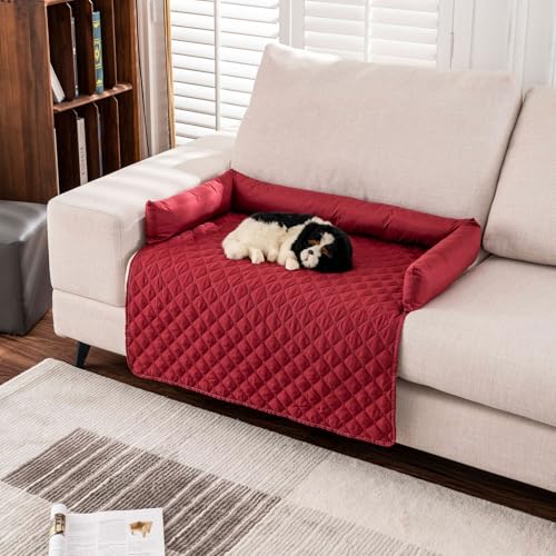 Clgorm Pelzbarn Kühlendes Sofabett, Hundebett Cooling Bed, Wasserdicht Und Komfortabel, Maschinenwaschbar Atmungsaktiv (Rot, 75 * 120cm) von Clgorm