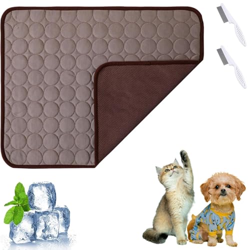 Dr Pfoten Kühlmatte Pfotenfrost Matte Für Katzen Hund, 3-Lagige, Selbstkühlende, Waschbare Matte Für Haus, Auto Und Garten Sie Sich Von Der Hitze Und Schlafen Sie Ruhig (Coffee, S (50 * 40CM)) von Clgorm