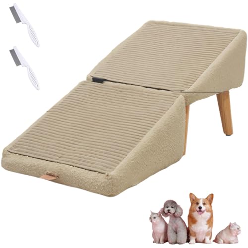 Hundetreppe Für Kleine Hunde, 2025 Leichte Und Zusammenklappbare rutschfeste Hunderampe Hundetreppe Für Bett/Couch/Fahrzeug (Grau, M, 1) von Clgorm