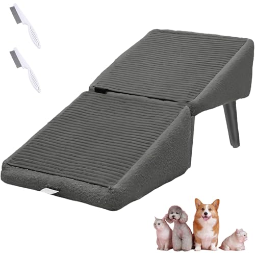 Hundetreppe Für Kleine Hunde, 2025 Leichte Und Zusammenklappbare rutschfeste Hunderampe Hundetreppe Für Bett/Couch/Fahrzeug (Schwarz, M, 1) von Clgorm