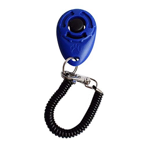 1 Stück Dog Pet Click Clicker Training Trainer Hilfe Handschlaufe FOp40 (Blue, One Size) von Clicitina