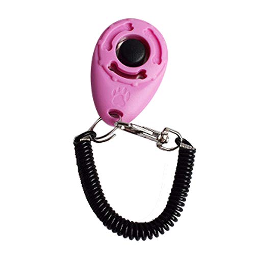 1 Stück Dog Pet Click Clicker Training Trainer Hilfe Handschlaufe FOp40 (Pink, One Size) von Clicitina