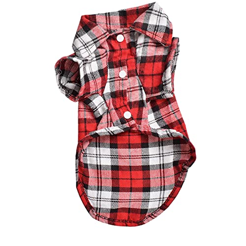Clicitina 3 Farben Fashion Pet Puppy Dog Plaid Shirt Mäntel Hunde Stoffjacke im Herbst Kc417 (Red, XS) von Clicitina