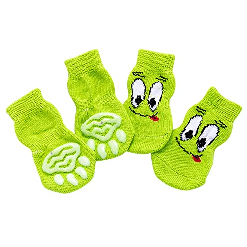 Clicitina Haustier-Hundesocken Socken Kratzfest geeignet und Socken und schmutzabweisend für kleine mittelgroße Haustiere Haustierzubehör CY649 (2-Green, One Size) von Clicitina