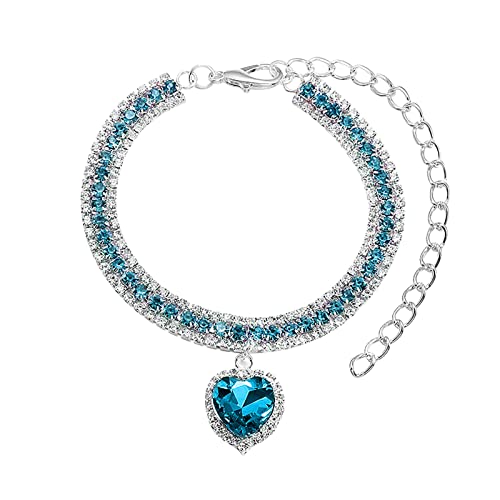Clicitina Haustier Katze Halsband Hundehalskette Metall Halskette kleine und mittlere Hunde Anti-Kaukette Haustierzubehör QIn99 (Blue, M) von Clicitina