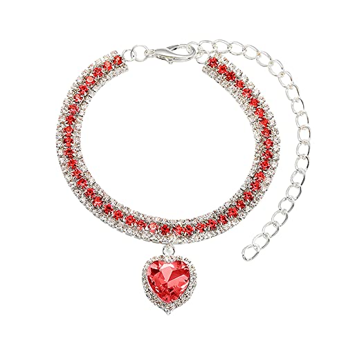Clicitina Haustier Katze Halsband Hundehalskette Metall Halskette kleine und mittlere Hunde Anti-Kaukette Haustierzubehör QIn99 (Red, S) von Clicitina