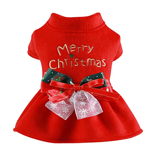 Clicitina Haustier-Weihnachtskleid-Ausstattungs-Thermalfeiertags-Welpen-Kostüm-Kleid-Haustier-Kleidung Kc637 (Red, M) von Clicitina