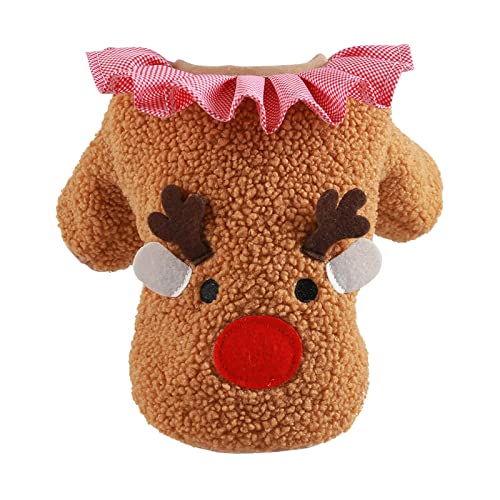 Clicitina Haustier-Weihnachtslamm-Fleece-KleidungHoliday Puppy Costume Lamm-Fleece-Kleidung Haustierkleidung Kc641 (Brown, XL) von Clicitina