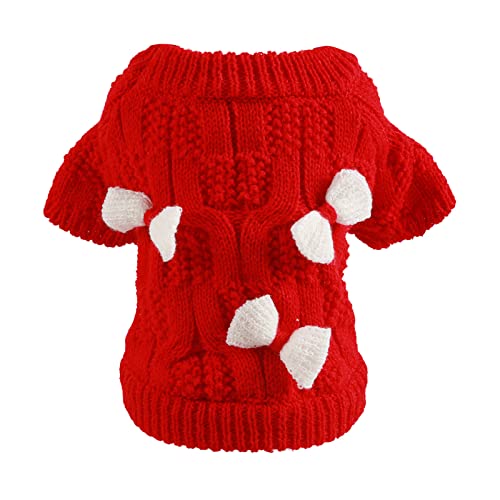 Clicitina Haustier-Weihnachtsstrickjacke-Feiertags-Welpen-Kostüm-Strickjacke-Haustier-Kleidung RU564 (Red, XL) von Clicitina