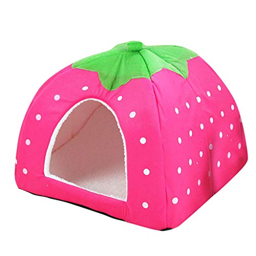 Clicitina Hundehütte Haus Heimtierbedarf Hundehütte Strawberry Pet Wave Katzenhütte Point Pet Bed/Mat FOp54 (Pink, XXL) von Clicitina
