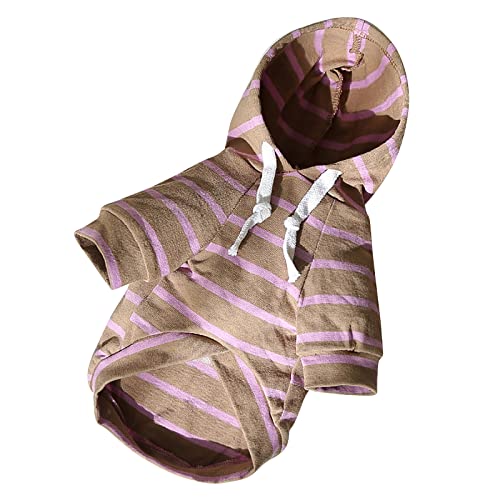 Clicitina Pet Herbst und Winter Hoodies Fleece Stripe Sweatshirt Haustier Katzen und Hunde warm kleiden Heimtierbedarf Zubehör Hundeleine (Purple, M) von Clicitina