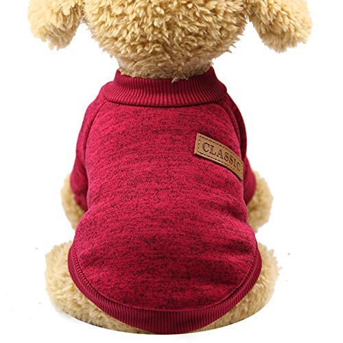 Clicitina Pullover Hundekleidung Haustier Teddy Katze Welpen warme Wolle Zweibeinige Haustierkleidung DO867 (Wine-b, XXL) von Clicitina