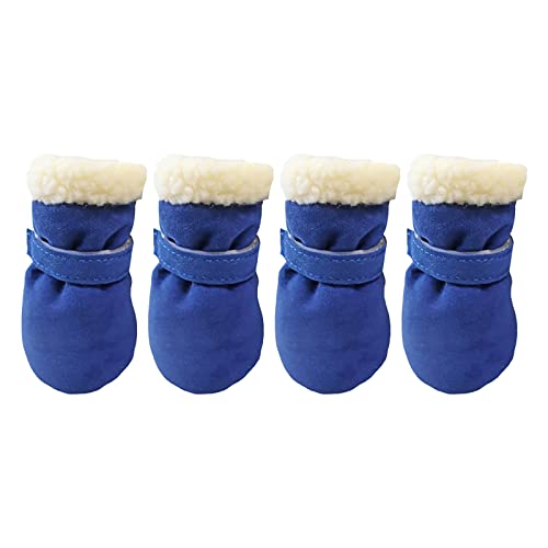 Clicitina Schuhe Haustierstiefel Warm Velvet Warm Plus Schuhe Winddicht Haustier Schnee- und Haustierkleidung mit weichen Sohlen Kc413 (Blue, One Size) von Clicitina