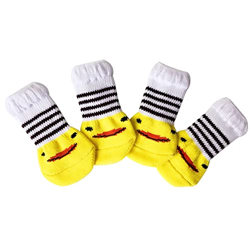 Clicitina Socken und Kratzfeste Haustiersocken für kleine, mittelgroße, geeignete und schmutzabweisende Haustiere, Socken, Hundezubehör CY649 (1-Yellow, M) von Clicitina
